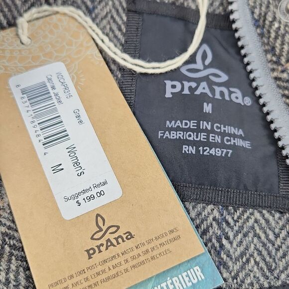 PrAna NWT Caprise Herringbone Gravel Black / Gray Jacket Coat Convertible Medium - Picture 8 of 12
